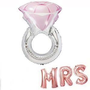 Bride Bachelorette Balloon Bundle with Giant Engagement Ring and MRS Letters NEW